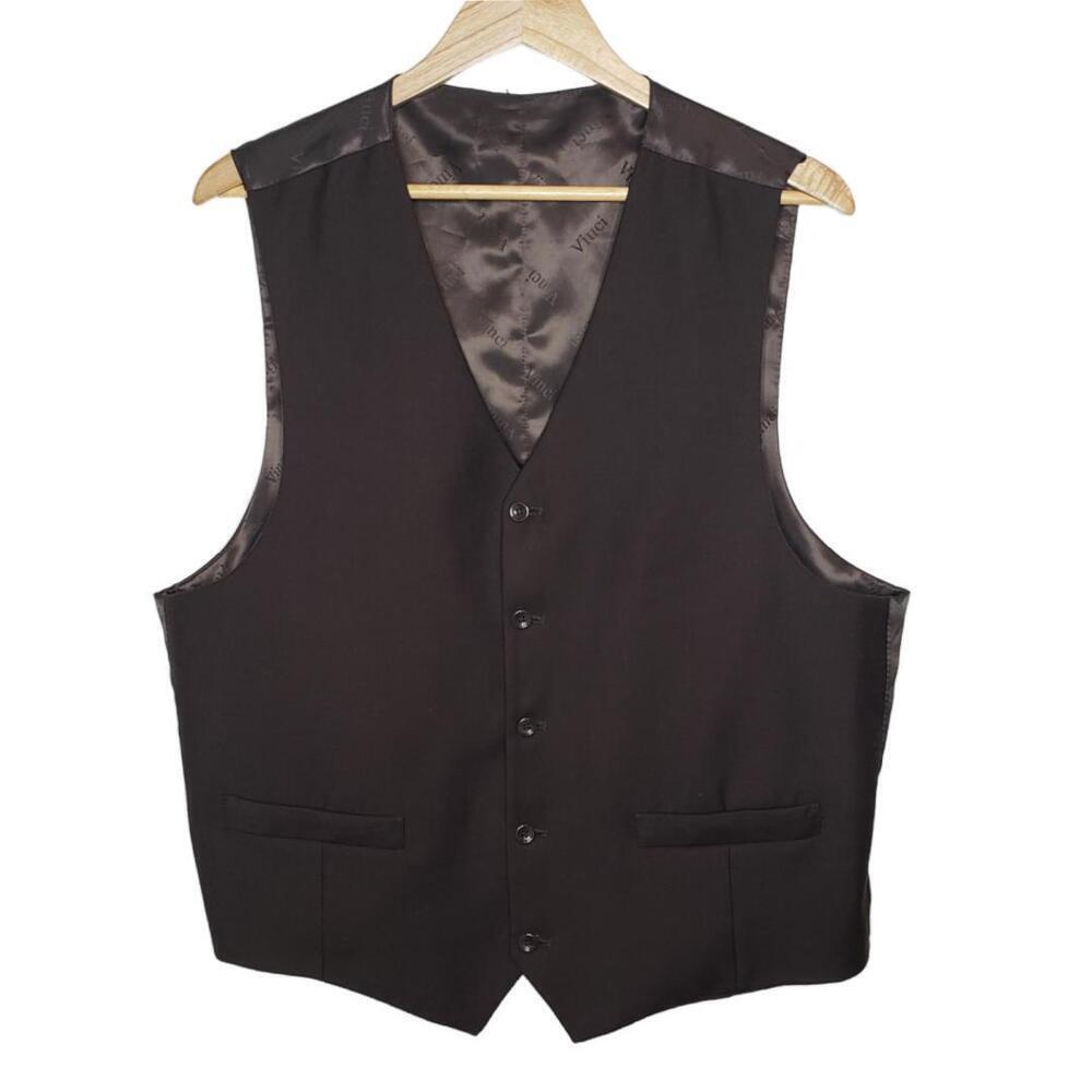 Vinci Men's Sz 44L Dark Brown Monogram Vest, Preppy Dark Academia(1627) - Picture 1 of 6